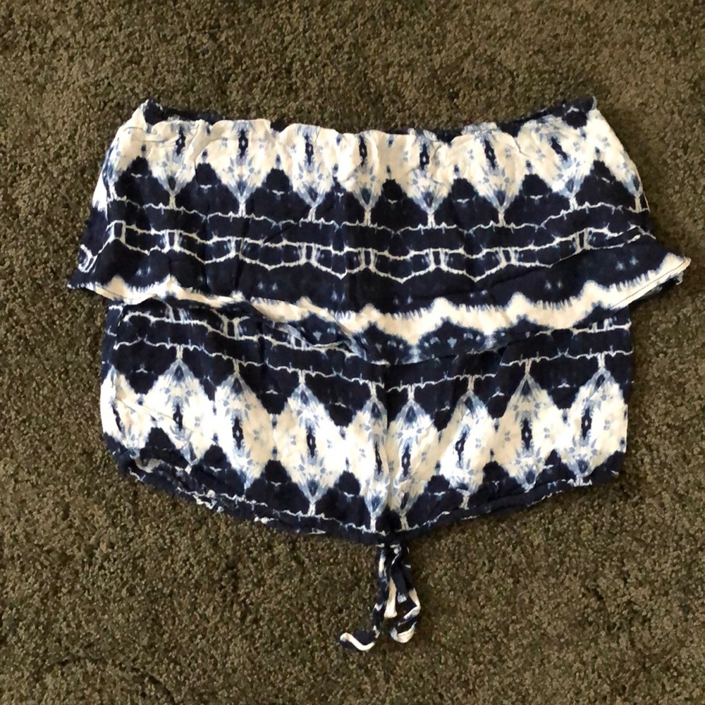 Blue and white crop top